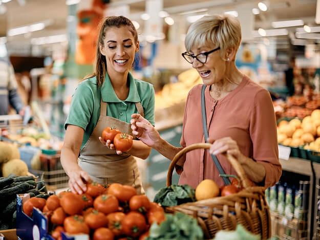 Shoppers sampling local products.